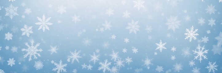 Light Blue Snowflake Banner with Soft Gradient Background and Copy Space

