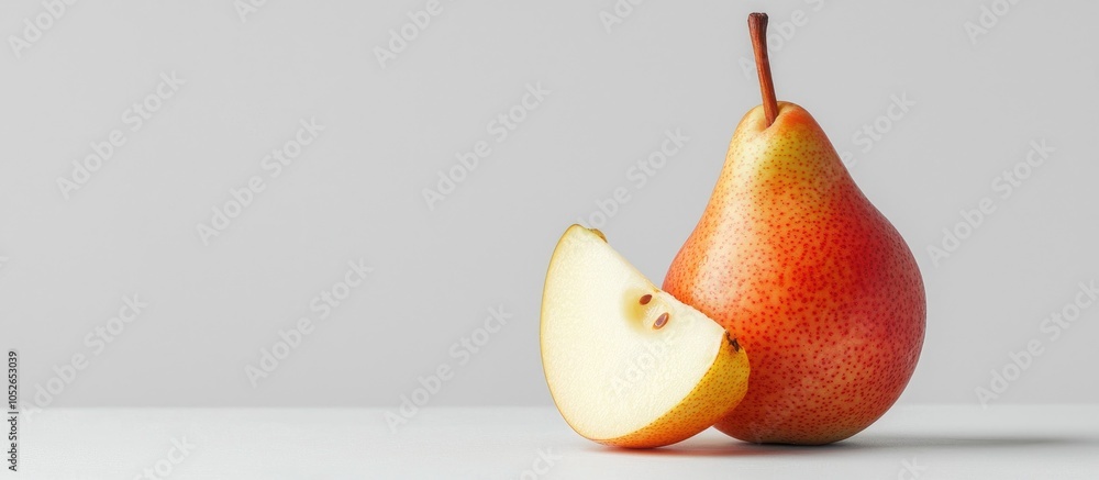 Aufkleber a pear with a slice isolated on white background