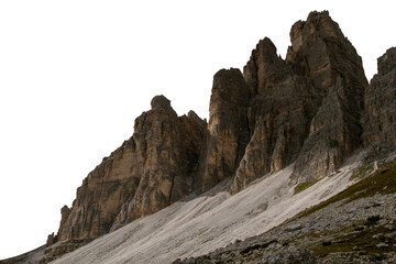 Dolomites.Tre Cime di Lavaredo.Mountain range in the Eastern Alps. The massif is located in the northeastern part of Italy.The Dolomites are a popular area for tourism and winter sports.