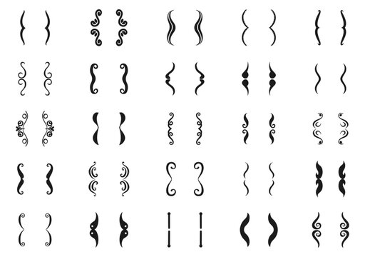 Curly braces black icons set. Text brackets abstract. Communication ideas inspiration message desgin element cut out signs. Chat bubble devider. Black simple flat style. Isolated vector on white