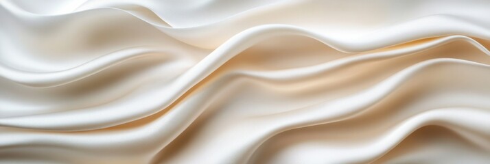 Obraz premium テキスタイルデザインとファッション業界向けの、優しい波模様のエレガントな白いシルク生地