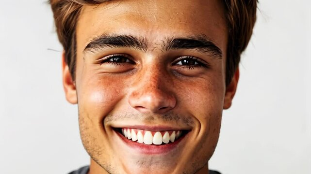 A young man smiles broadly, showing off his bright white teeth