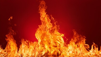 fire isolated on solid red background