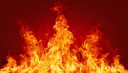 fire isolated on solid red background