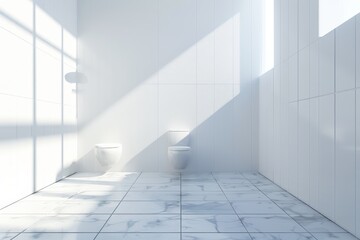 Obraz premium Big Empty Toilet Room, White Walls, Modern Empty Toilet, Abstract Generative AI Illustration