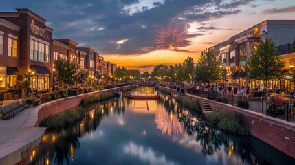 Fototapeta premium Carmel, Indiana will have a fireworks show on the 4th of July in the USA.