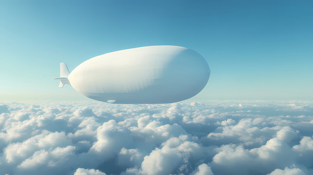 Advertising inflatable blank blimp airship floating in the sky render. Floating Airship. Illustration