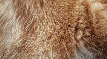 Fototapeta premium A close-up image showcases the intricate texture of golden brown fur, highlighting each individual strand to create a warm and tactile visual experience.