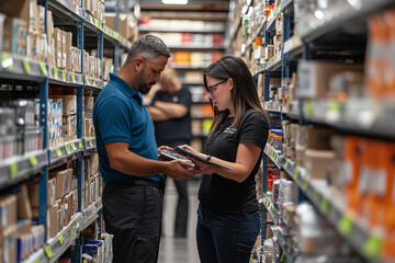 Warehouse Workers Checking Inventory Stock