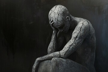 Fototapeta premium The Weight of Despair: A Powerful Depiction of Mental Health