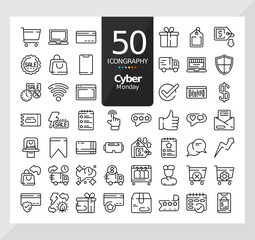 50 Icons Pack of Cyber Monday Linear Set