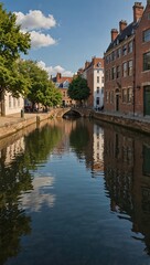 Calm waterway surrounded by historic buildings.