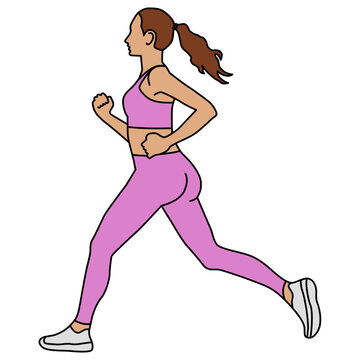 woman running pink sportswear side view clip art preview