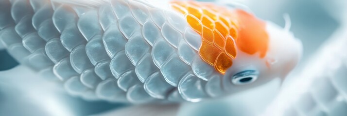 自然や水族館の写真撮影のための鯉の鱗のクローズアップ