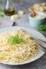 Spaghetti with italian cheese pecorino romano