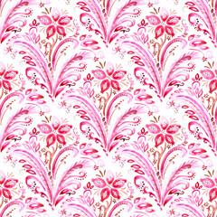 Seamless watercolor pattern. Wavy seigaiha print for textile. Grunge texture. Drawing with paints on paper.