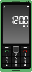 Retro style green smart phone with physical tactile buttons and keys