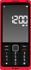 Retro style red smart phone with physical tactile buttons and keys
