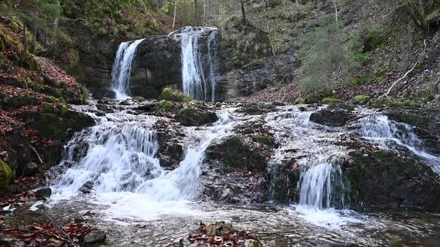 Cascading waterfalls in an autumn forest, Josephsthaler Wasserf&auml;lle