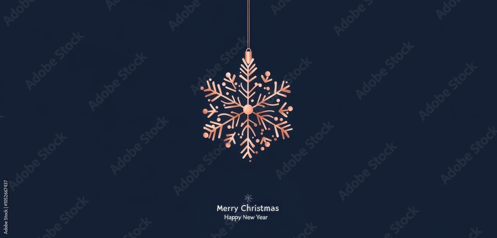 Aufkleber christmas and happy new year greeting card with an elegant abstract snowflake pattern on a navy blue