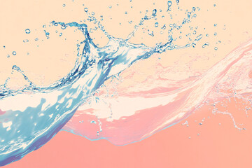 soft pastel-colored water splash against peach background with gentle curves and blue tones giving a light airy feel to the image
