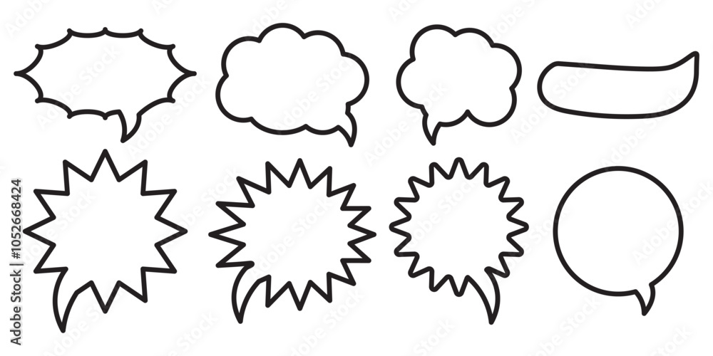 Poster collection of line icons of speech bubble. editable stroke. minimalistic linear pictogram for design