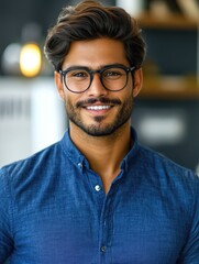 Obraz premium Smiling Businessman in Casual Attire