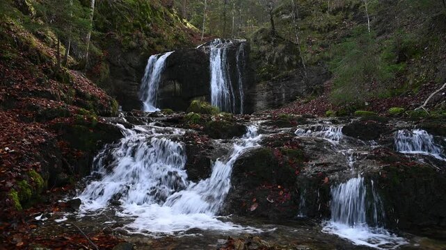 Cascading waterfalls in an autumn forest, Josephsthaler Wasserf&auml;lle