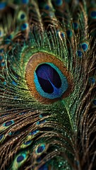 Fototapeta premium Close-up of a peacock feather.