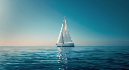 Obraz premium White Sailboat Sailing on Calm Blue Ocean Water During Daytime