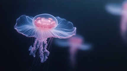 Obraz premium Close-up jellyfish floating in water surrounded by others