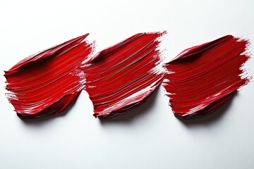 An energetic stroke of red oil paint on a white background. The texture of the paint creates an effect of depth and volume. Ideal for creating bright accents in design.