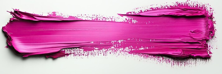 Vibrant smears of pink oil paint on white canvas. Texture of the paint creates effect of depth and volume. Ideal for creating bright accents in design.