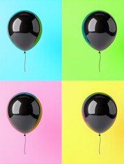 Black balloons on pastel background like pattern. Bold and minimalistic design for shopping events. Black Friday or Cyber Monday sale concept. For ads, poster and banner