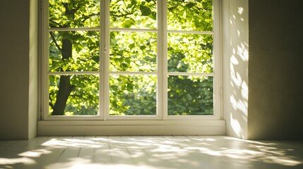  A window displays a tree outside and sunlight filtering through it