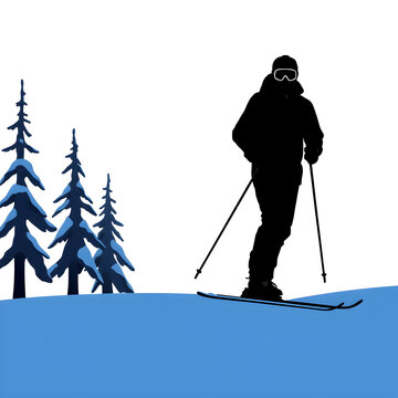 skier silhouette skiing down snowy slope clip art preview