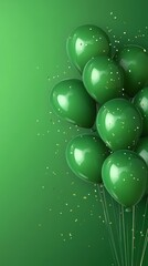 Festive Green Balloons with Glitter on a Vibrant Background