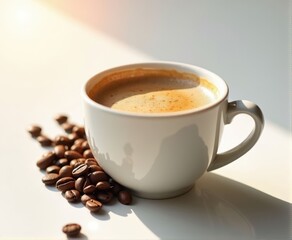 Fototapeta premium cup of hot coffee with foam,