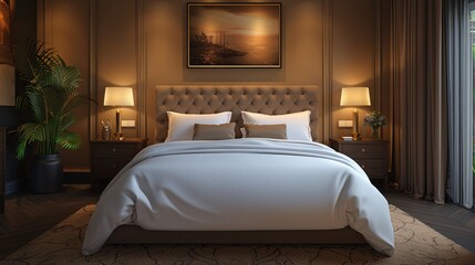 Luxurious Bedroom With Large Bed and Chandelier