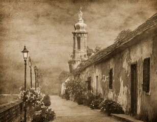 old vintage sepia retro travel landscape photo