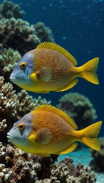 Coral rabbitfish in tropical waters.