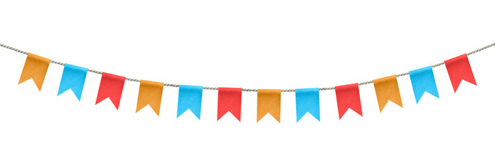 Obraz premium Bright flags on white background. Party decoration