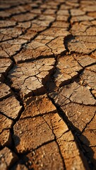 Cracked earth under bright sunlight