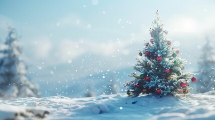 Happy New Year greeting card with Christmas tree