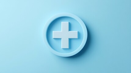 Obraz premium A white plus sign in a circle on a light blue background.