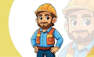 Drawing of a company engineer helmeted mascot man.