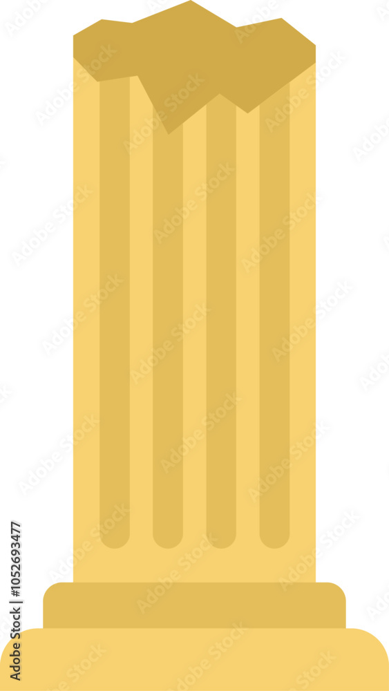 Poster this vector illustration features an ancient column with a broken top, symbolizing the passage of ti