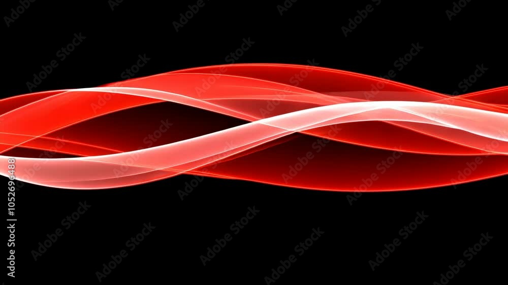 Poster red and white wavy lines on a black background create a modern abstract design