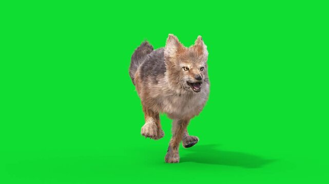 Green Screen Jackal Animals Runcycle Front Loop 3D Animations Rendering CGI