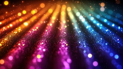 Fototapeta premium Colorful bokeh lights streak across a dark background.